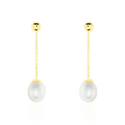 Boucles D'oreilles Pendantes Valera Or Jaune Perle De Culture