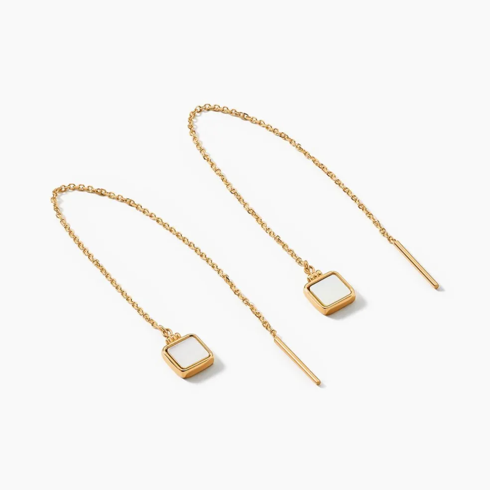 Boucles D'oreilles Pendantes Caron Or Jaune Nacre