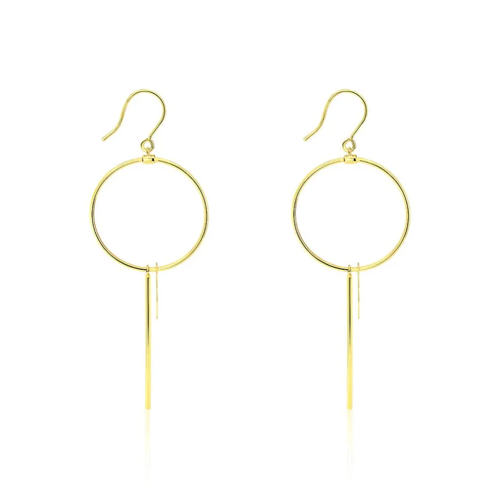 Boucles D'oreilles Pendantes Solaire Or Jaune