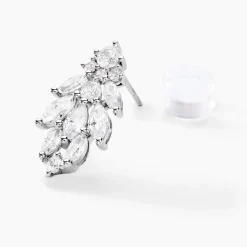 Boucles D'oreilles Pendantes Marquis Or Blanc Oxyde De Zirconium