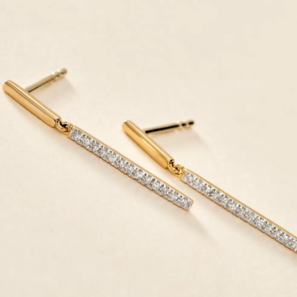 Boucles D'oreilles Pendantes Alayna Or Jaune Diamant