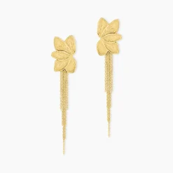 Boucles D'Oreilles Pendantes Thimea Acier Jaune Sans Pierre