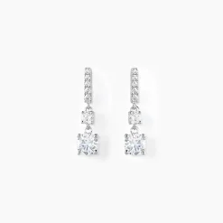 Boucles D'oreilles Pendantes Corianne Argent Blanc Oxyde De Zirconium