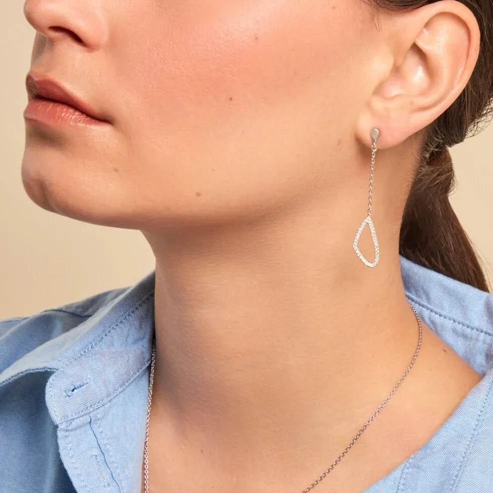 Boucles D'oreilles Pendantes Rosemay Argent Blanc Oxyde De Zirconium