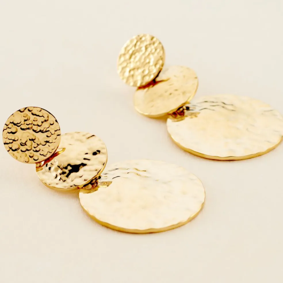 Boucles D'oreilles Pendantes Josephine Acier Doré