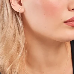 Boucles D'oreilles Pendantes Orion Or Jaune Oxyde De Zirconium