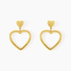 Boucles D'oreilles Pendantes Tassy Acier Jaune