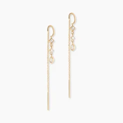 Boucles D'oreilles Pendantes Akoni Plaqué Or Jaune Oxyde De Zirconium