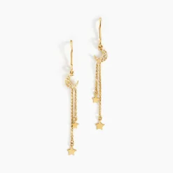 Boucles D'oreilles Pendantes Stellar Or Jaune Oxyde De Zirconium