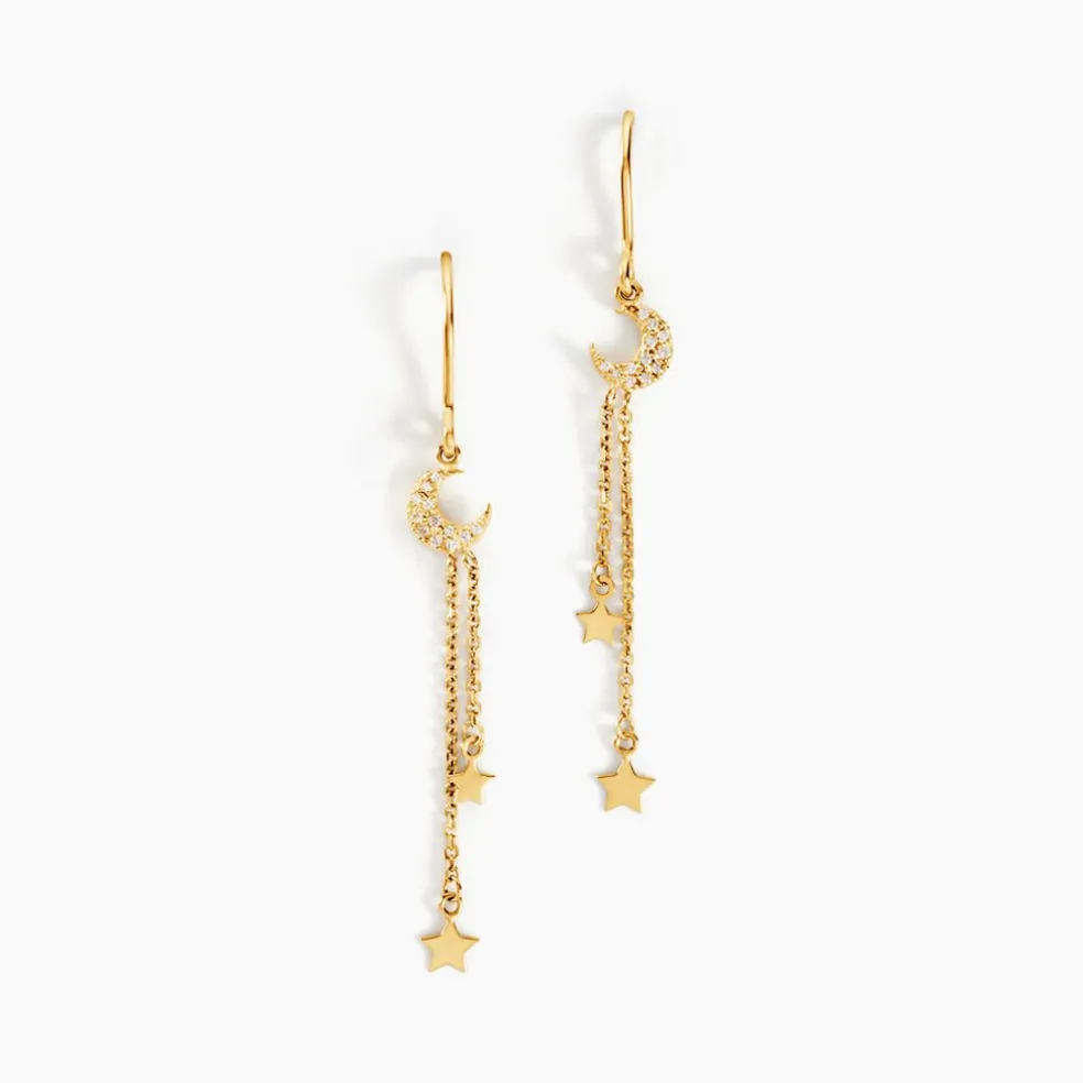 Boucles D'oreilles Pendantes Stellar Or Jaune Oxyde De Zirconium