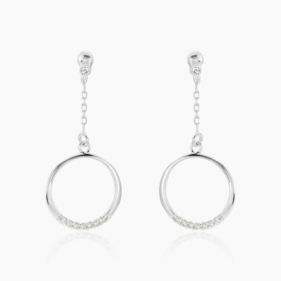 Boucles D'oreilles Pendantes Amma Argent Blanc Oxyde De Zirconium