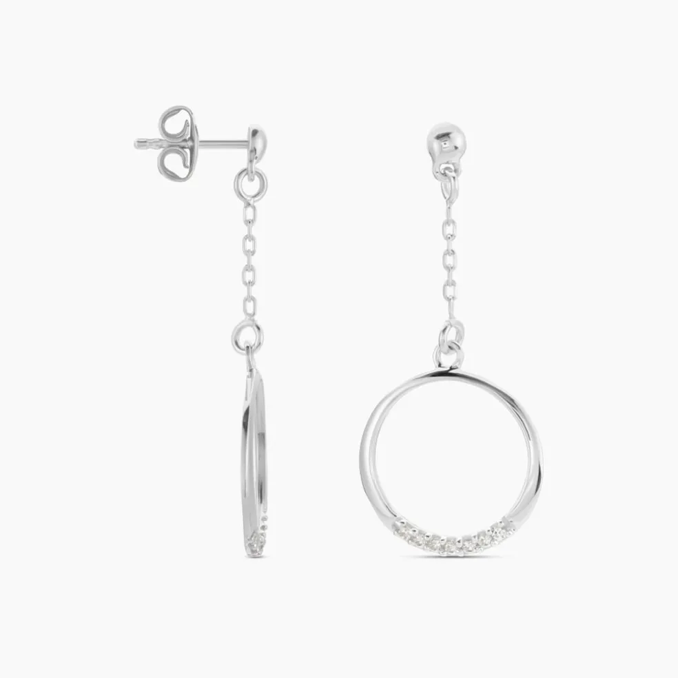 Boucles D'oreilles Pendantes Amma Argent Blanc Oxyde De Zirconium