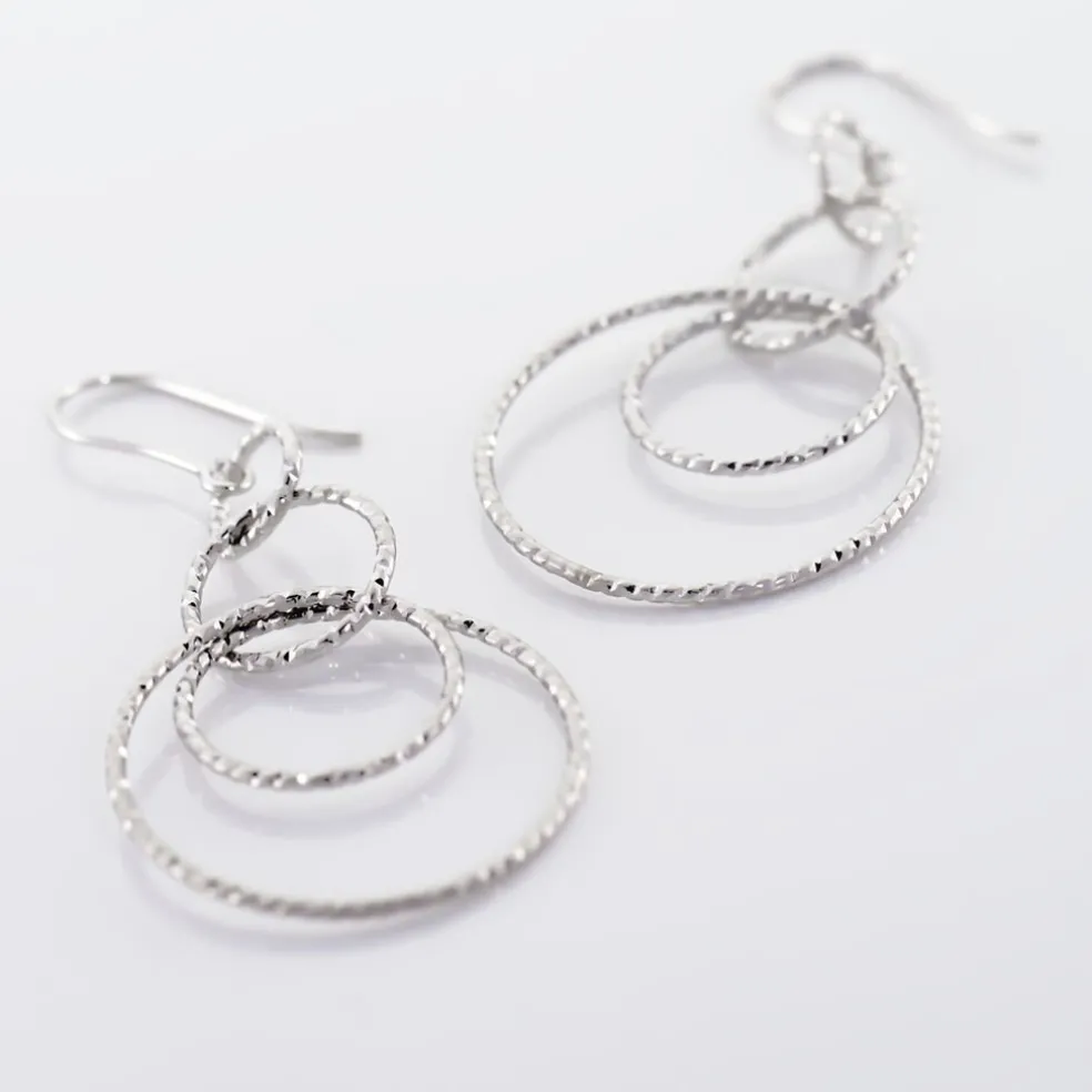 Boucles D'oreilles Pendantes Flaura Argent Blanc