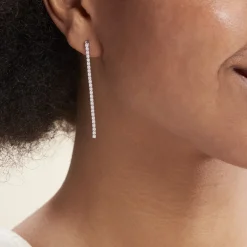 Boucles D'oreilles Pendantes Lou-anne Argent Blanc Oxyde De Zirconium