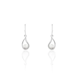 Boucles D'oreilles Pendantes Akiko Argent  Perle De Culture Et Oxyde
