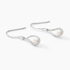 Boucles D'oreilles Pendantes Akiko Argent  Perle De Culture Et Oxyde