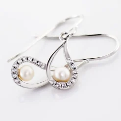 Boucles D'oreilles Pendantes Akiko Argent  Perle De Culture Et Oxyde