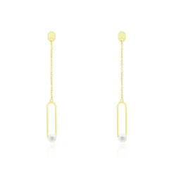 Boucles D'oreilles Pendantes Or Jaune Lucasta Perle De Culture