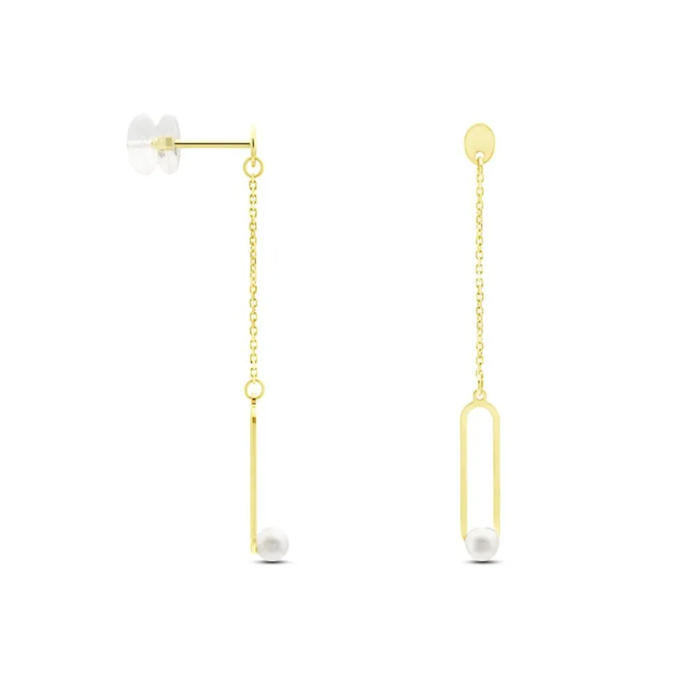 Boucles D'oreilles Pendantes Or Jaune Lucasta Perle De Culture