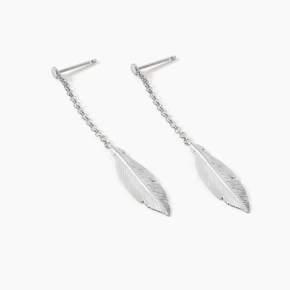 Boucles D'oreilles Pendantes Euriell Argent Blanc