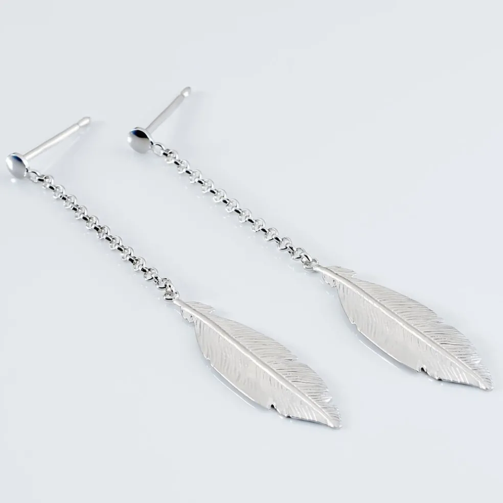 Boucles D'oreilles Pendantes Euriell Argent Blanc