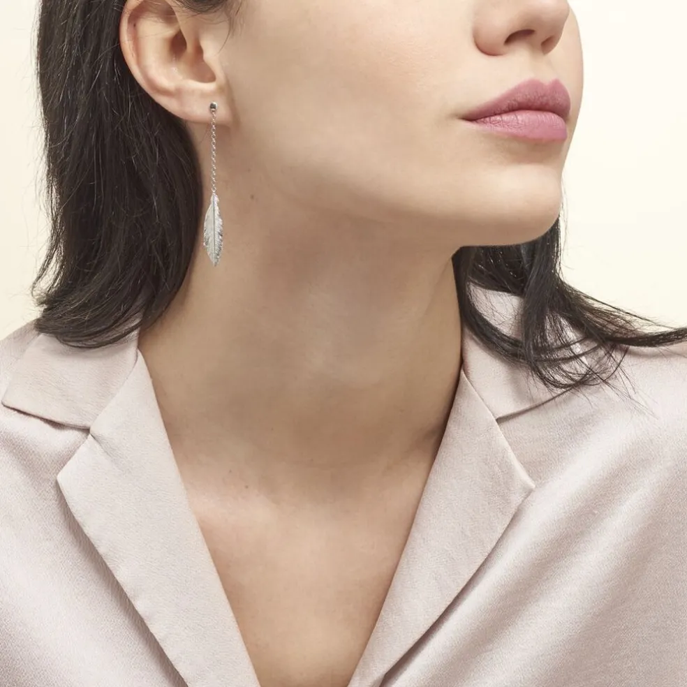 Boucles D'oreilles Pendantes Euriell Argent Blanc
