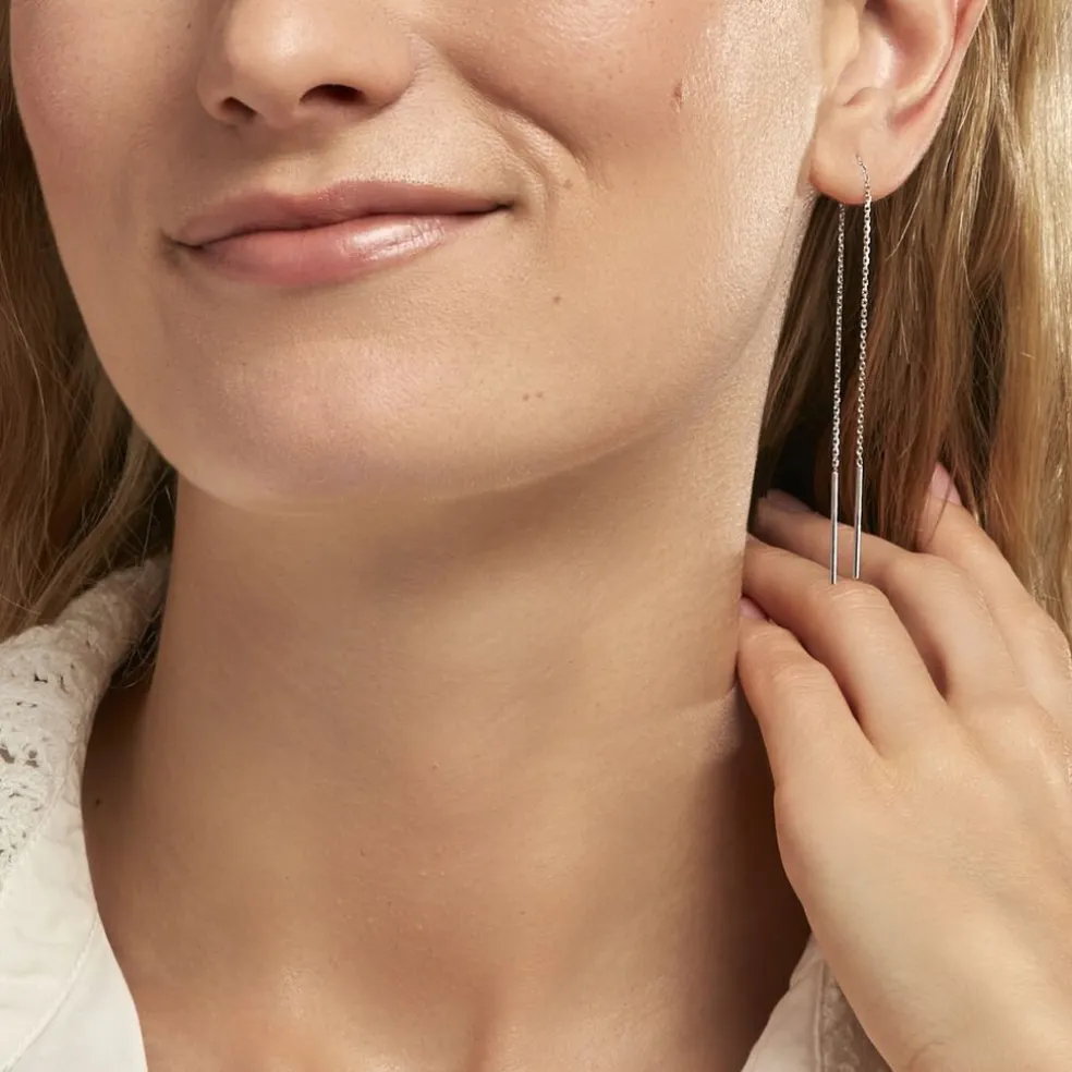 Boucles D'oreilles Pendantes Java Argent Blanc