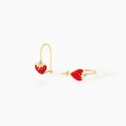 Boucles D'oreilles Pendantes Elizabetae Fraise Or Jaune