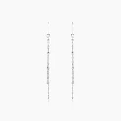 Boucles D'oreilles Pendantes Laïa Argent Blanc