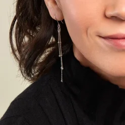 Boucles D'oreilles Pendantes Laïa Argent Blanc