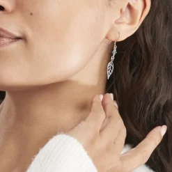 Boucles D'oreilles Pendantes Angelika Argent Blanc Pierre De Synthese