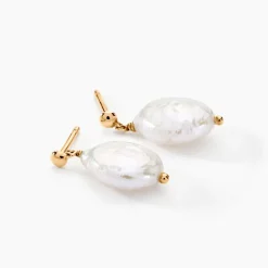 Boucles D'oreilles Pendantes Baroka Or Jaune Perle De Culture