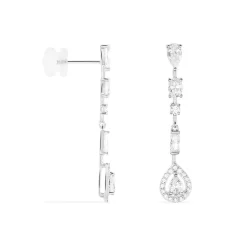 Boucles D'oreilles Pendantes Candia Or Blanc Oxyde De Zirconium