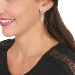 Boucles D'oreilles Pendantes Candia Or Blanc Oxyde De Zirconium