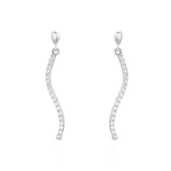 Boucles D'oreilles Pendantes Torsade Or Blanc Oxyde De Zirconium