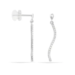 Boucles D'oreilles Pendantes Torsade Or Blanc Oxyde De Zirconium