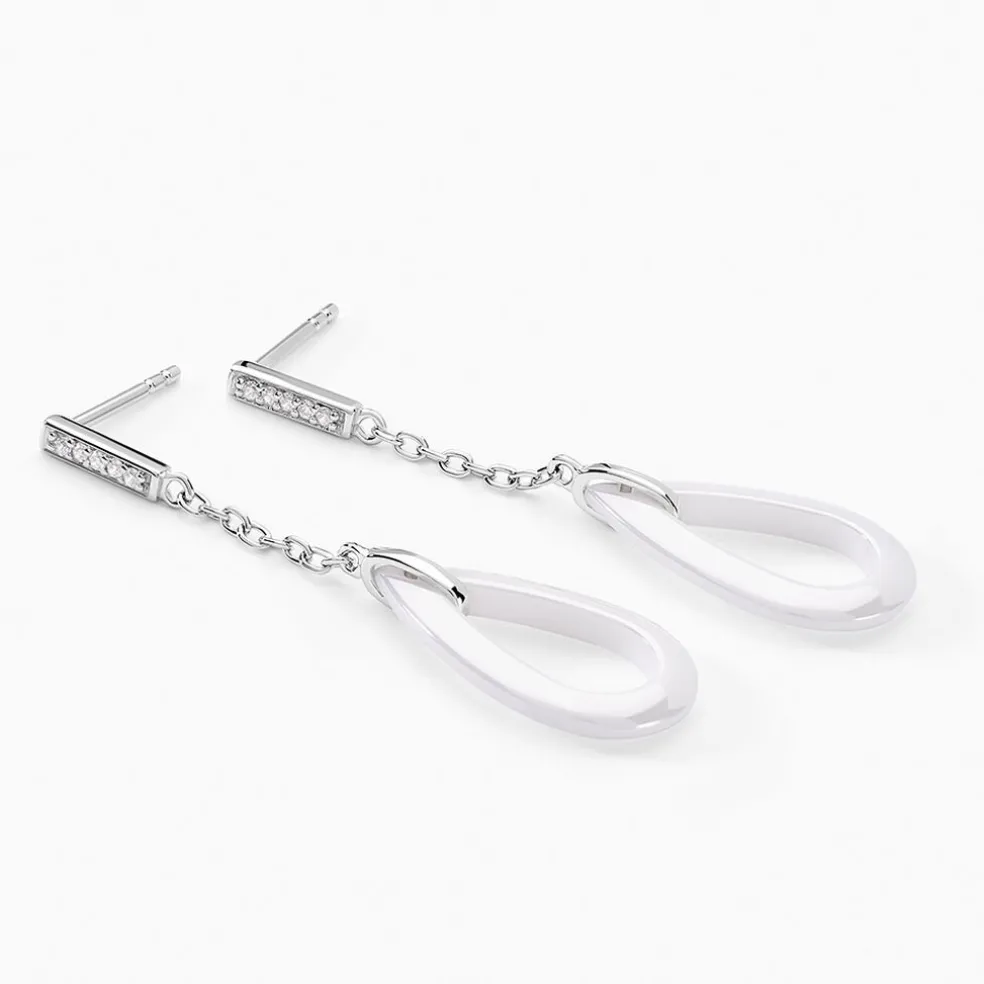 Boucles D'oreilles Pendantes Peer Argent Blanc Oxyde De Zirconium