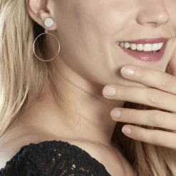 Boucles D'oreilles Pendantes Misao Argent Blanc