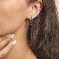 Boucles D'oreilles Pendantes Celinia Argent Blanc Céramique Et Oxyde