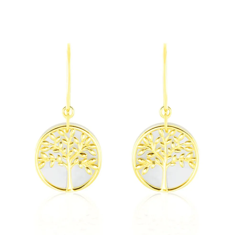 Boucles D'oreilles Pendantes Noamie Or Jaune Nacre