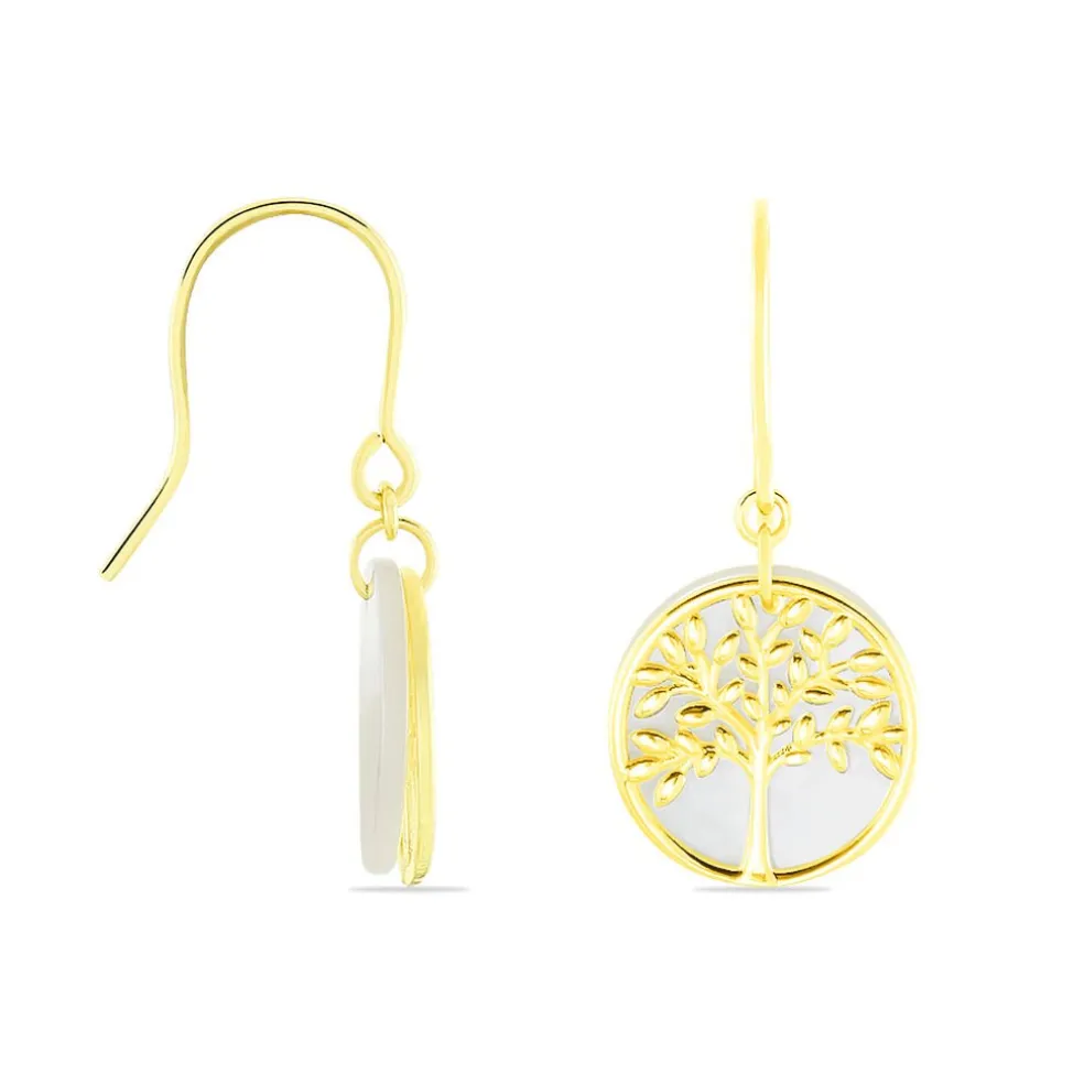 Boucles D'oreilles Pendantes Noamie Or Jaune Nacre