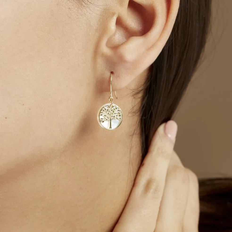 Boucles D'oreilles Pendantes Noamie Or Jaune Nacre