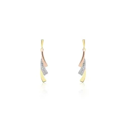 Boucles D'oreilles Pendantes Ainhoa Or Tricolore Diamant