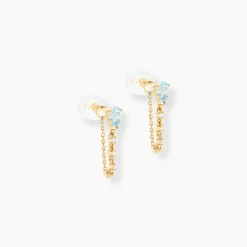 Boucles D'Oreilles Pendantes Jardin Secret Or Jaune Topaze Oxyde De Zirconium