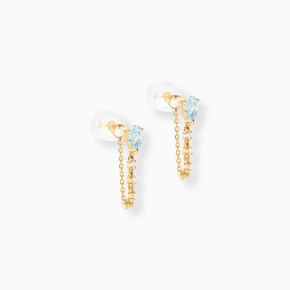 Boucles D'Oreilles Pendantes Jardin Secret Or Jaune Topaze Oxyde De Zirconium