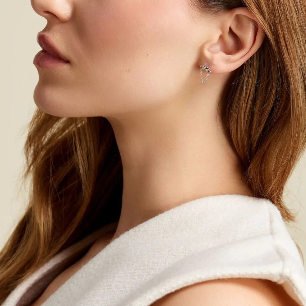 Boucles D'oreilles Pendantes Stilla Argent Blanc