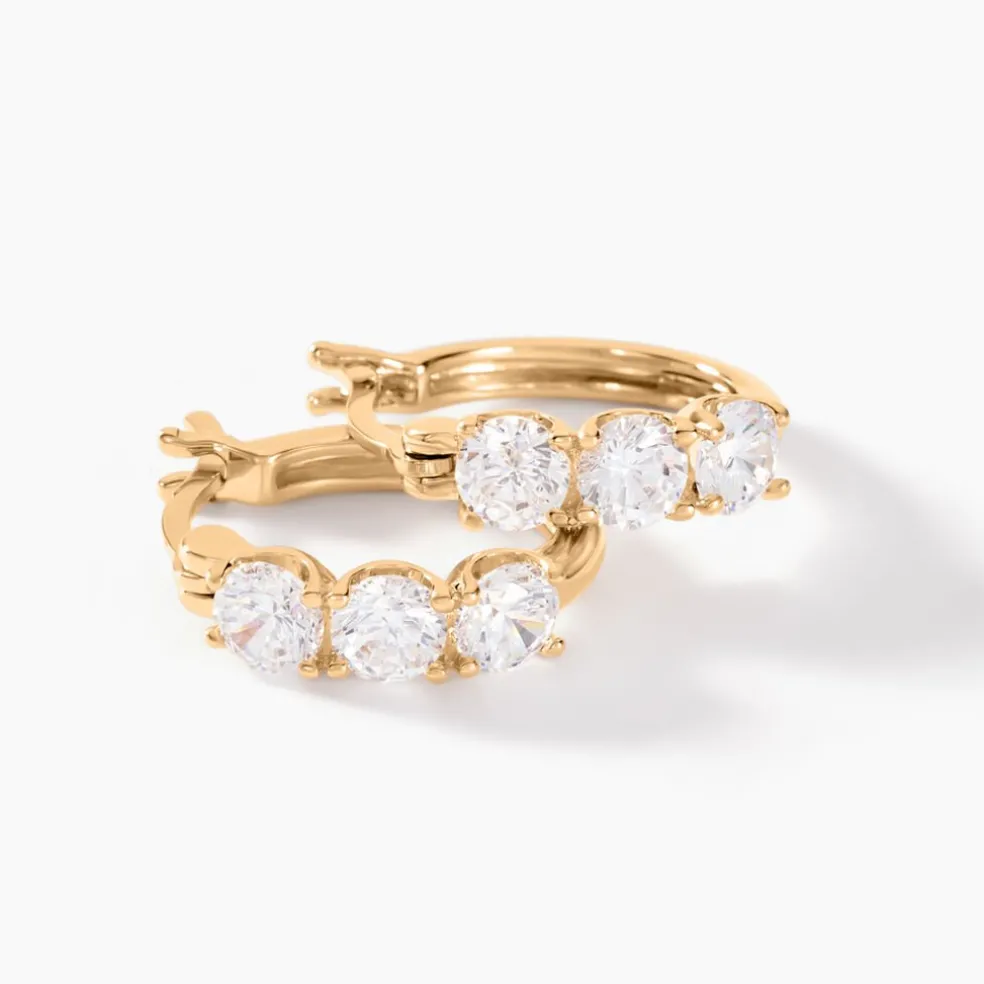 Boucles D'oreilles Pendantes Jacotte Plaqué Or Oxyde De Zirconium