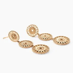 Boucles D'oreilles Pendantes Rosae Plaque Or Jaune