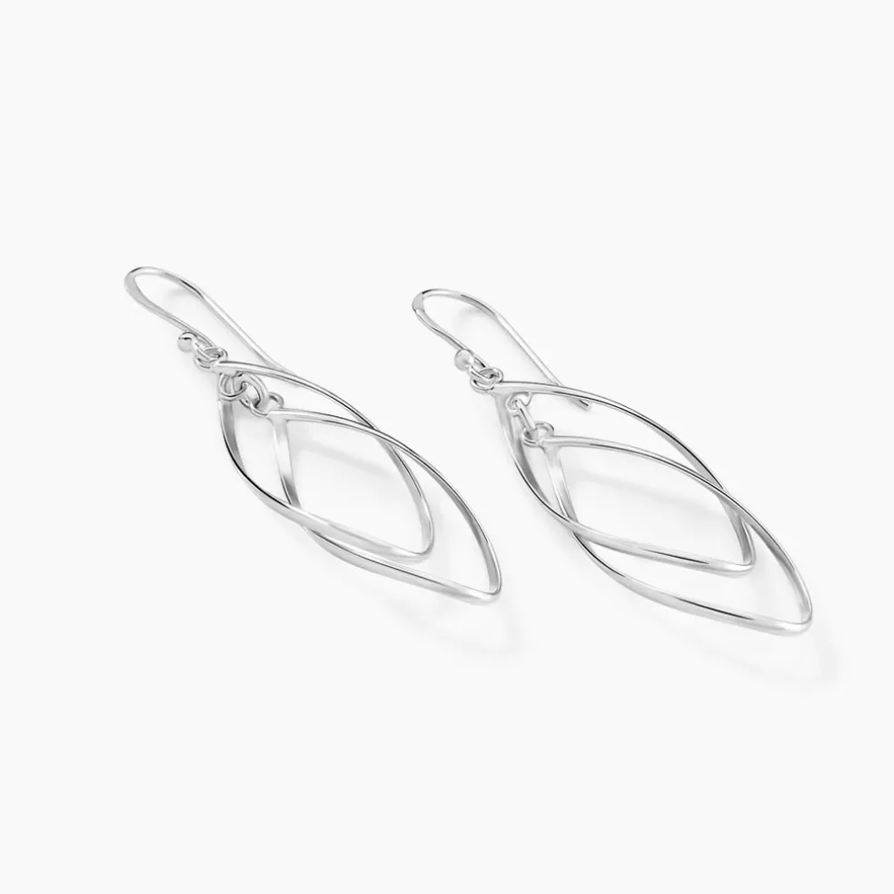 Boucles D'oreilles Pendantes Twisty Argent Blanc