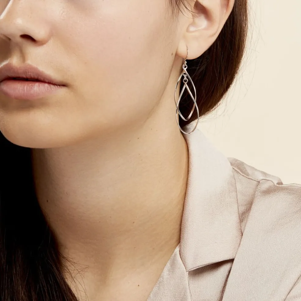 Boucles D'oreilles Pendantes Twisty Argent Blanc